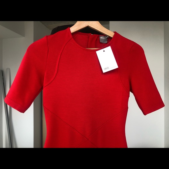 ASOS Seamed Structured Rib Bodycon Dress - Picture 6 of 7